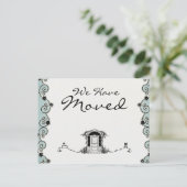  Blauwgroen & Zwart We zijn verhuisd Aankondigingskaart (Staand voorkant)