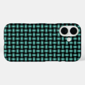 Blauwgroen zwart weefpatroon Case-Mate iPhone case (Achterkant (horizontaal))