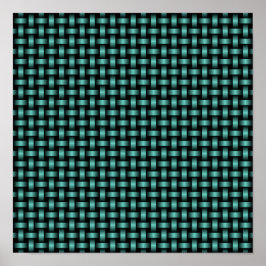 Blauwgroen zwart weefpatroon poster