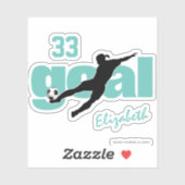 blauwgroen zwart-wit doel, op maat gesneden voetba sticker (Vel)