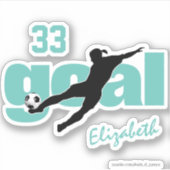 blauwgroen zwart-wit doel, op maat gesneden voetba sticker (Voorkant)