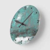 Blauwgroen zwart wit grijs abstracte ronde klok (Hoek)