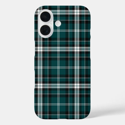 Blauwgroen zwart-wit sportieve plaid Case-Mate iPhone case (Achterkant)