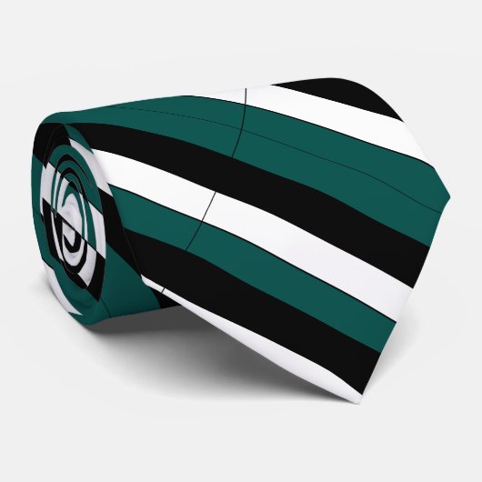 Blauwgroen zwart-wit Stropdas van de Universiteit  (Opgerold)