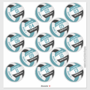 blauwgroen zwarte 13 spelers volleyball sticker