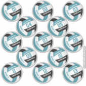 blauwgroen zwarte 13 spelers volleyball sticker (Voorkant)
