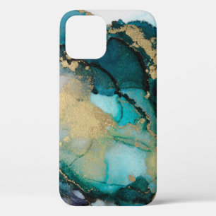 Blauwgroen zwarte-alcoholinkt-vloeistofartabstract Case-Mate iPhone case
