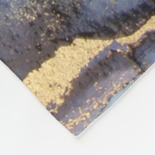 Blauwgroen zwarte-alcoholinkt-vloeistofartabstract fleece deken (Hoek)