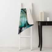 Blauwgroen zwarte-alcoholinkt-vloeistofartabstract sherpa deken (In situ)