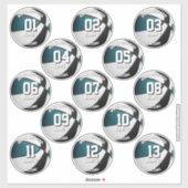 blauwgroen zwarte basketbal aangepaste 13 spelers sticker (Vel)
