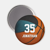 blauwgroen zwarte basketbalteamkleuren magneet (Voorkant / Achterkant)