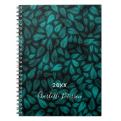 Blauwgroen zwarte bladblad notitieboek (Voorkant)