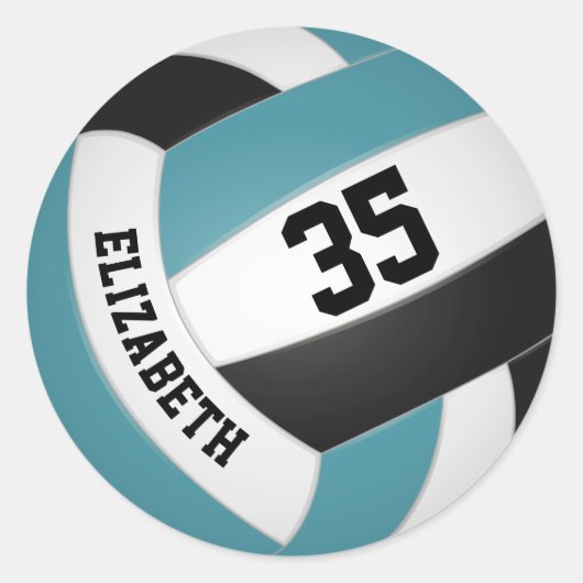 blauwgroen zwarte blanke jongens noemen volleybal ronde sticker (Voorkant)
