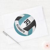 blauwgroen zwarte blanke jongens noemen volleybal ronde sticker (Envelop)