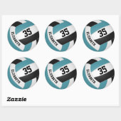 blauwgroen zwarte blanke jongens noemen volleybal ronde sticker (Vel)