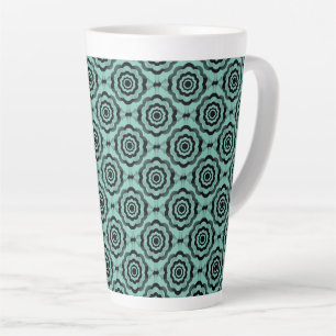 Blauwgroen zwarte bloem naadloos patroon latte mok