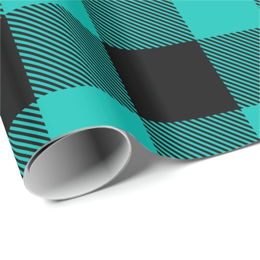 Blauwgroen zwarte buffelblok cadeaupapier (Rol Hoek)