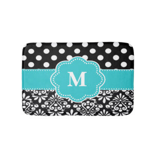 Blauwgroen zwarte Chevron Monogram Bathmat Badmat