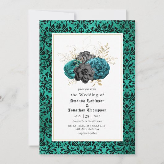 Blauwgroen, zwarte en goudbekistingen kaart (Voorkant)