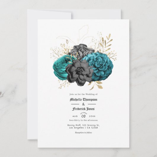 Blauwgroen, zwarte en goudbekistingen kaart (Voorkant)