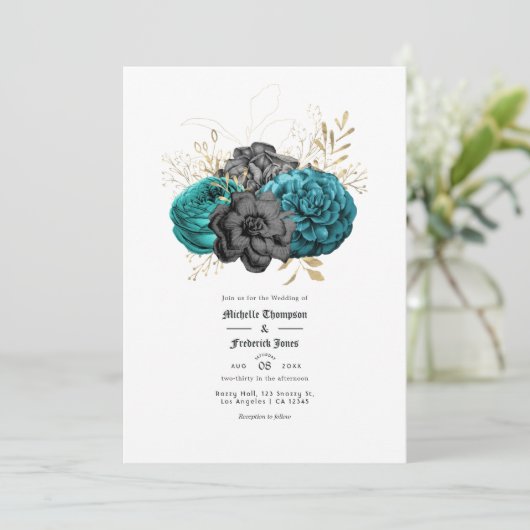 Blauwgroen, zwarte en goudbekistingen kaart (Staand voorkant)