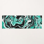 Blauwgroen, zwarte en witte zwepen Vloeiende kunst Yogamat (Voorkant (horizontaal))