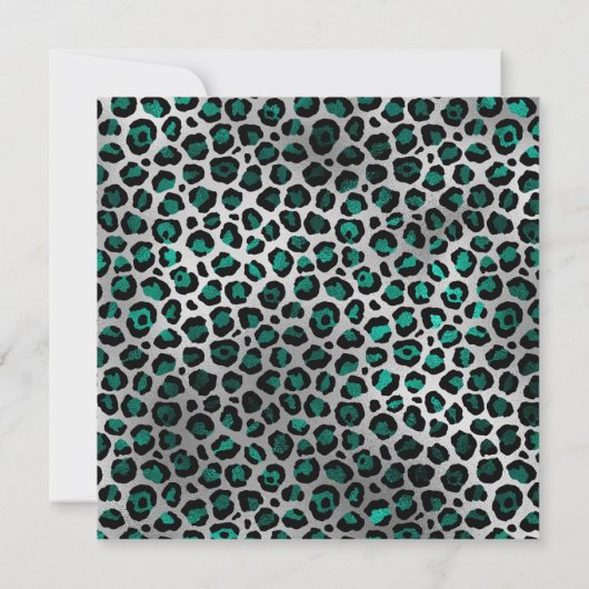 Blauwgroen zwarte en zilverluipaard Glam 50e verja Kaart (Achterkant)
