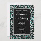 Blauwgroen zwarte en zilverluipaard Glam 50e verja Kaart (Voorkant)