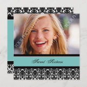 Blauwgroen zwarte foto 16e verjaardag kaart (Voorkant / Achterkant)