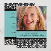 Blauwgroen zwarte foto 21ste uitnodiging van de Bi (Voorkant / Achterkant)