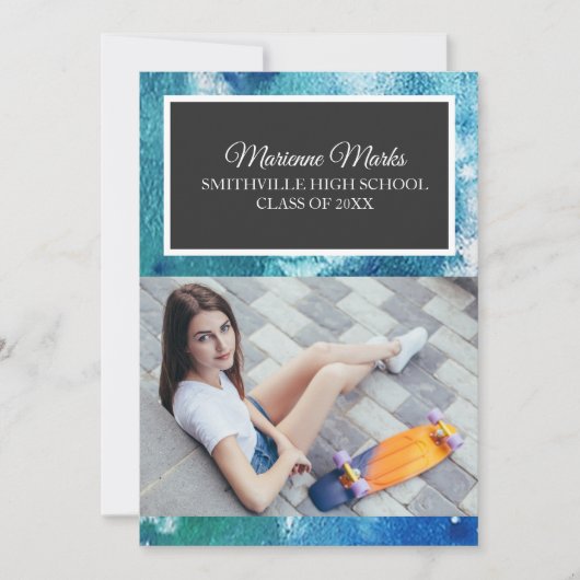 Blauwgroen zwarte foto Afstuderen College trrunk P Kaart (Voorkant)