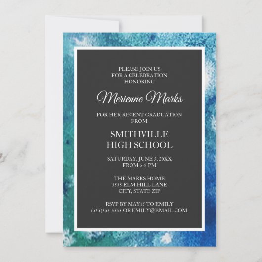 Blauwgroen zwarte foto Afstuderen College trrunk P Kaart (Achterkant)