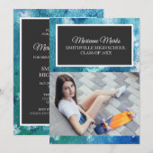 Blauwgroen zwarte foto Afstuderen College trrunk P Kaart (Voorkant / Achterkant)