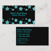 Blauwgroen zwarte glitter sterren aangepaste visit visitekaartje (Voorkant / Achterkant)