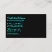 Blauwgroen zwarte glitter sterren aangepaste visit visitekaartje (Achterkant)