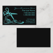 Blauwgroen zwarte glitter zwirlharen snijdende vis visitekaartje (Voorkant / Achterkant)