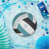 blauwgroen zwarte jongens volleybalfeest papieren bordje (Feest)