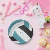 blauwgroen zwarte jongens volleybalfeest papieren bordje (Feest)