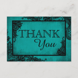 Blauwgroen zwarte lace Gothic Weddenschap Hartelij Bedankkaart