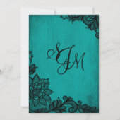 Blauwgroen zwarte lace Gothic Wedding-kaart Kaart (Achterkant)