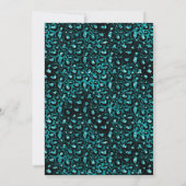 Blauwgroen & Zwarte Luipaard Spots Glitter Lijst V Kaart (Achterkant)