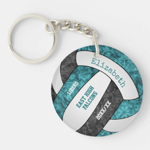 Blauwgroen zwarte meisjes sport op maat volleybal sleutelhanger