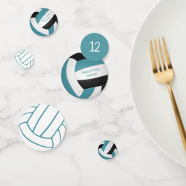 blauwgroen zwarte meisjes volleybalfeest confetti