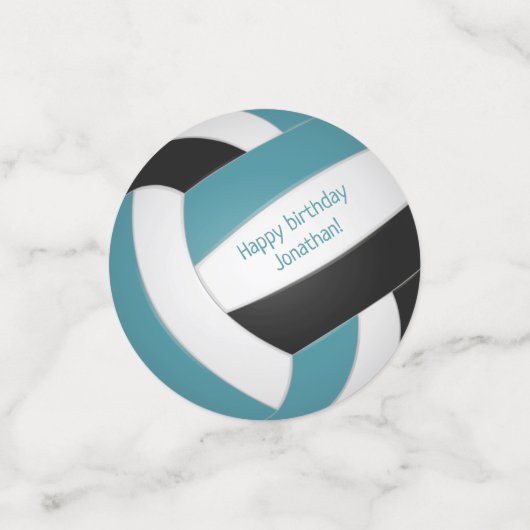 blauwgroen zwarte meisjes volleybalfeest confetti (Kleine voorkant)