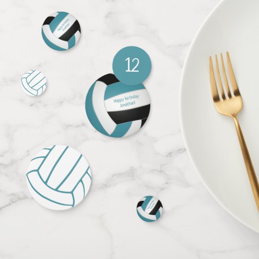 blauwgroen zwarte meisjes volleybalfeest confetti