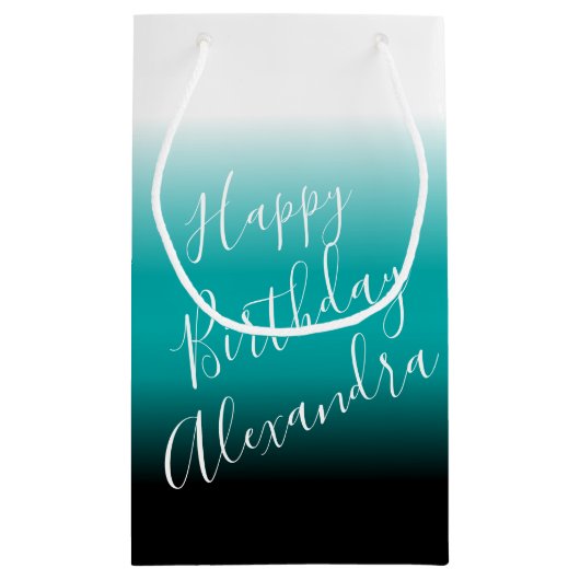 Blauwgroen zwarte Ombre - Aangepaste naam Klein Cadeauzakje (Achterkant)