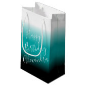 Blauwgroen zwarte Ombre - Aangepaste naam Klein Cadeauzakje (Achterkant Gekanteld)