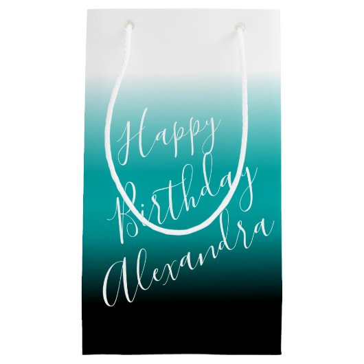 Blauwgroen zwarte Ombre - Aangepaste naam Klein Cadeauzakje (Voorkant)