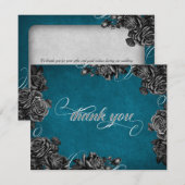 Blauwgroen zwarte Rozen bruiloft Bedankkaart (Voorkant / Achterkant)