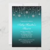 Blauwgroen zwarte Snowflakes Sweet 16 Winter Wonde Kaart (Voorkant)